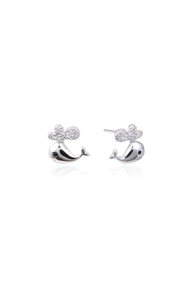 Pendientes "Ballena Brillante" en Plata de Ley 925