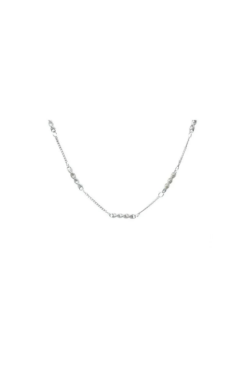 Cadena 50 cm combinada barbada y rizada Plata de Ley 925