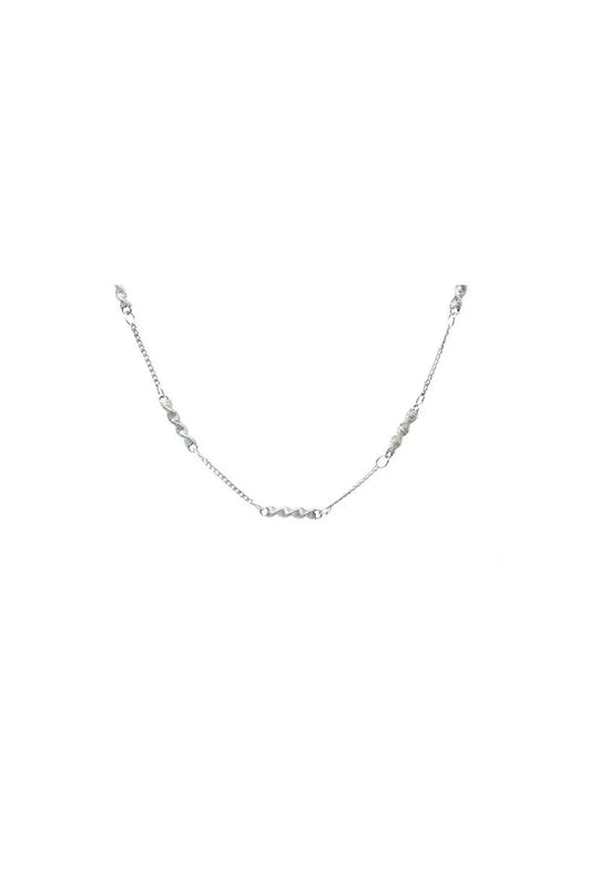 Cadena 50 cm combinada barbada y rizada Plata de Ley 925