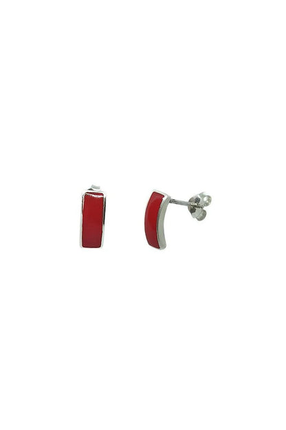 Pendientes piedra coral en Plata de Ley 925