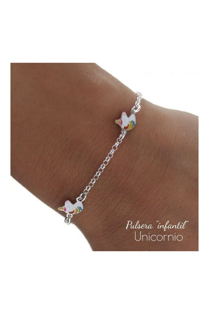 Pulsera Infantil Unicornio Plata de Ley