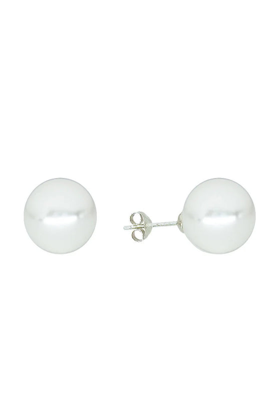 Pendientes 12 mm Perla Blanca Plata de Ley 925