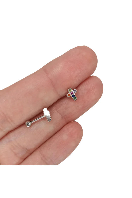 Pendientes Reversibles Cruz & Bolita   💎✨