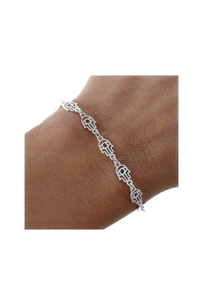 Pulsera de Plata de Ley 925 Manos de Fátima Caladas Continuadas