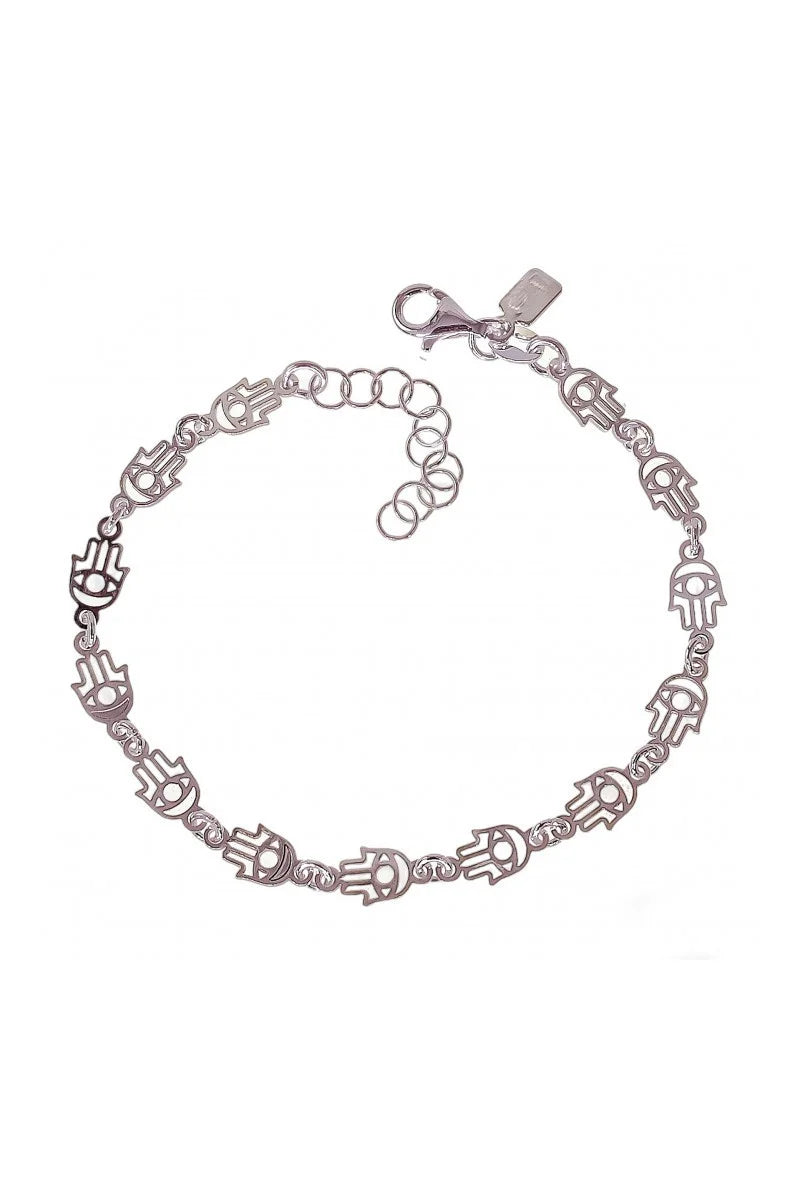 Pulsera de Plata de Ley 925 Manos de Fátima Caladas Continuadas