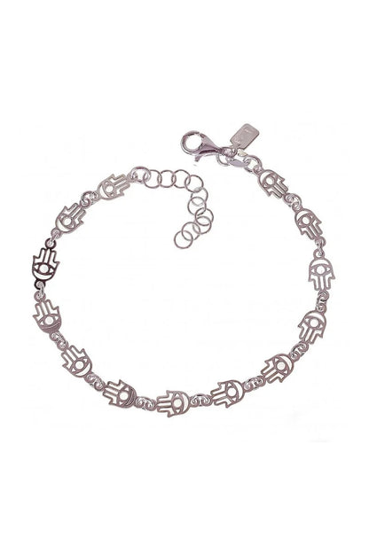 Pulsera de Plata de Ley 925 Manos de Fátima Caladas Continuadas