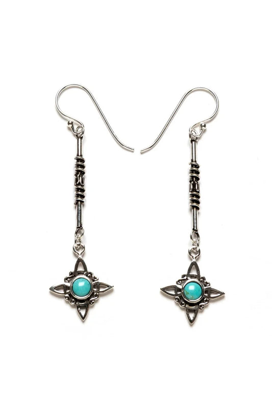 Pendientes Nudo De Bruja Turquesa en Plata de Ley