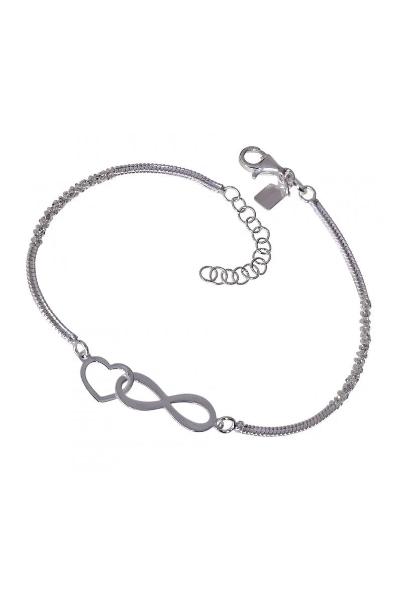 Pulsera Infinito y Corazón Plata de Ley 925