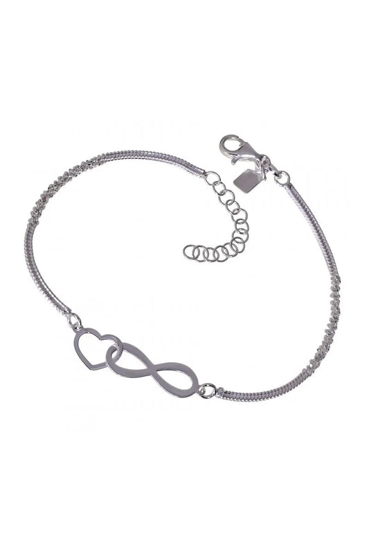 Pulsera Infinito y Corazón Plata de Ley 925