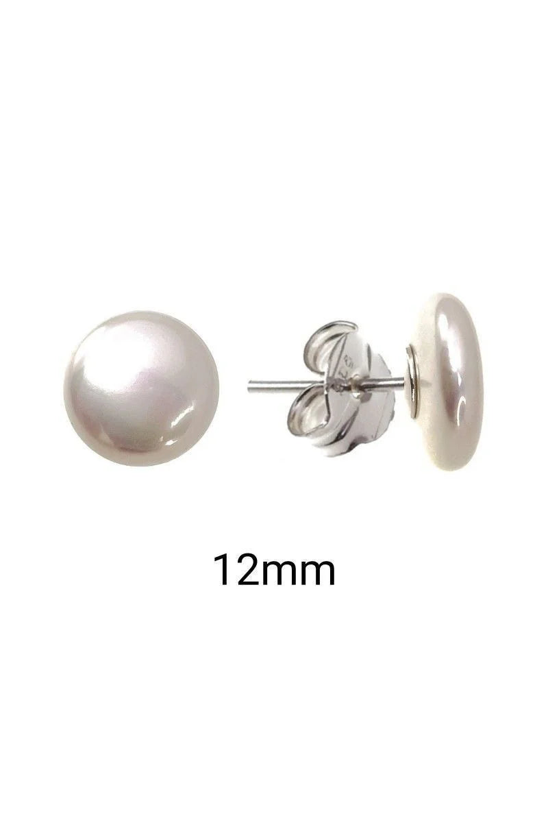 Pendientes Perla Shell 12mm Plata de Ley