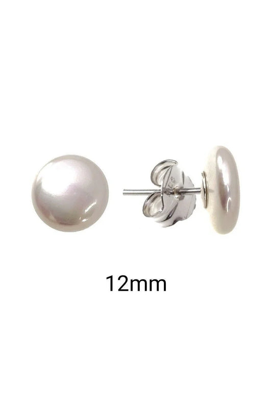 Pendientes Perla Shell 12mm Plata de Ley