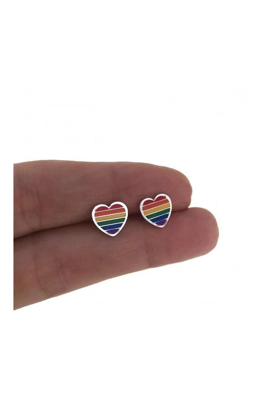 Pendientes Corazón Bandera Orgullo Plata de Ley 925