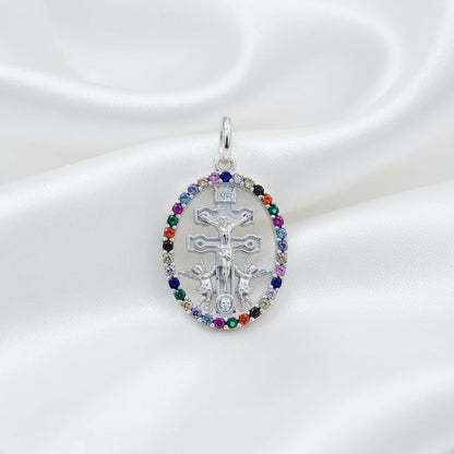 Colgante Cruz de Caravaca en Plata de Ley 925 con Circonitas - Amuleto de Protección y Regalo Místico