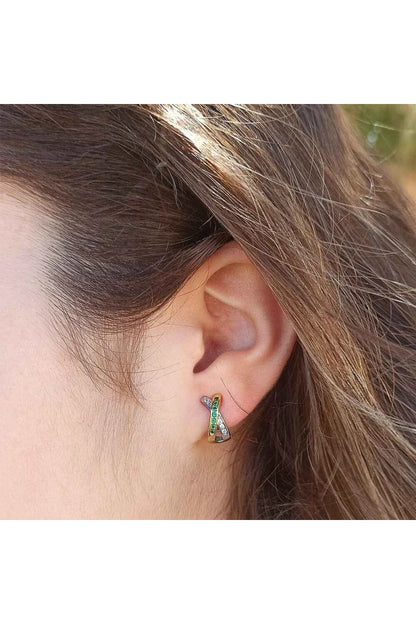 Pendientes cierre omega Bicolor en Plata de Ley