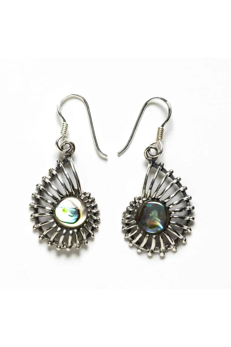 Pendientes Largos de Plata de Ley 925 con Piedra Abalón