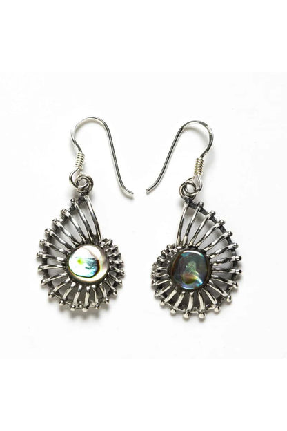 Pendientes Largos de Plata de Ley 925 con Piedra Abalón