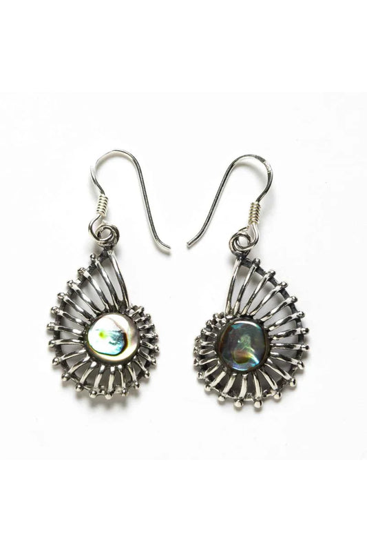 Pendientes Largos de Plata de Ley 925 con Piedra Abalón