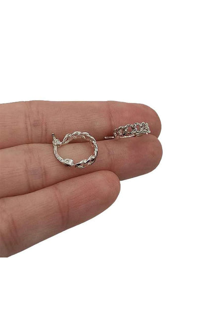 Aros Cadena Barbada 12mm Plata de Ley 925