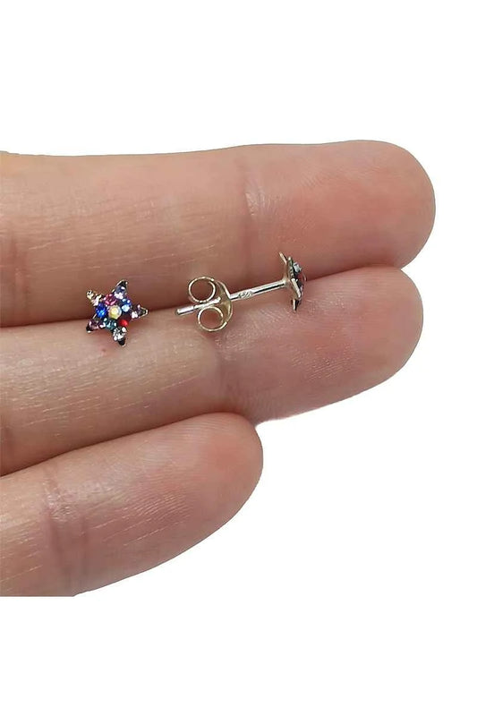 Pendientes estrellas colores Plata de Ley 925