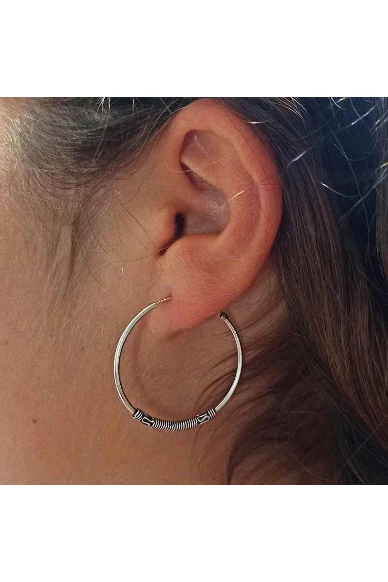 Pendientes Aro Bali 35mm Plata de Ley 925