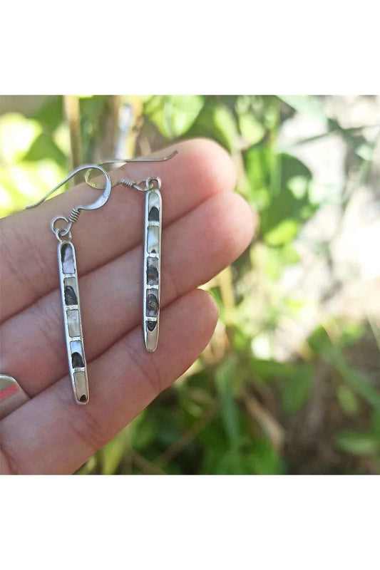 Pendientes Largos Plata y Nácar