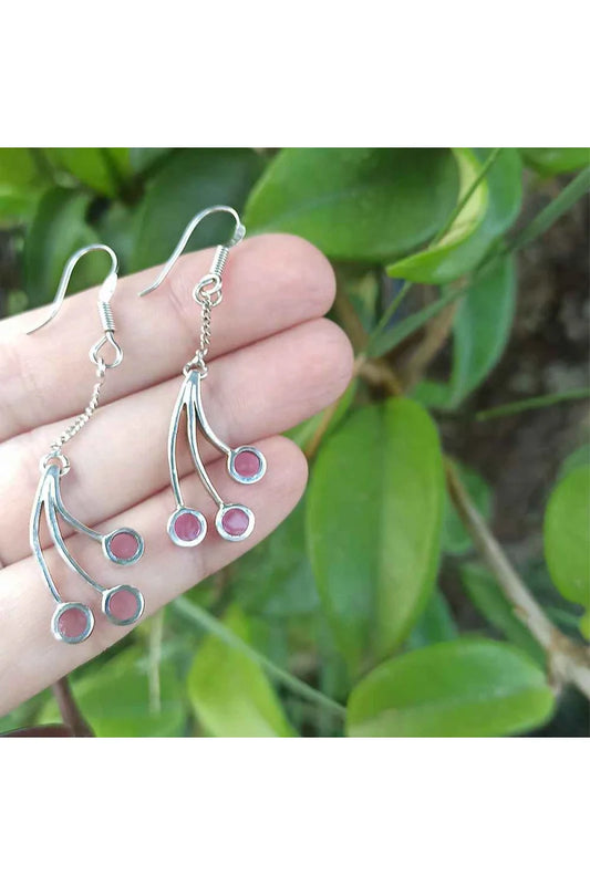 Pendientes Largos Plata de Ley 925 con Adorno Malva