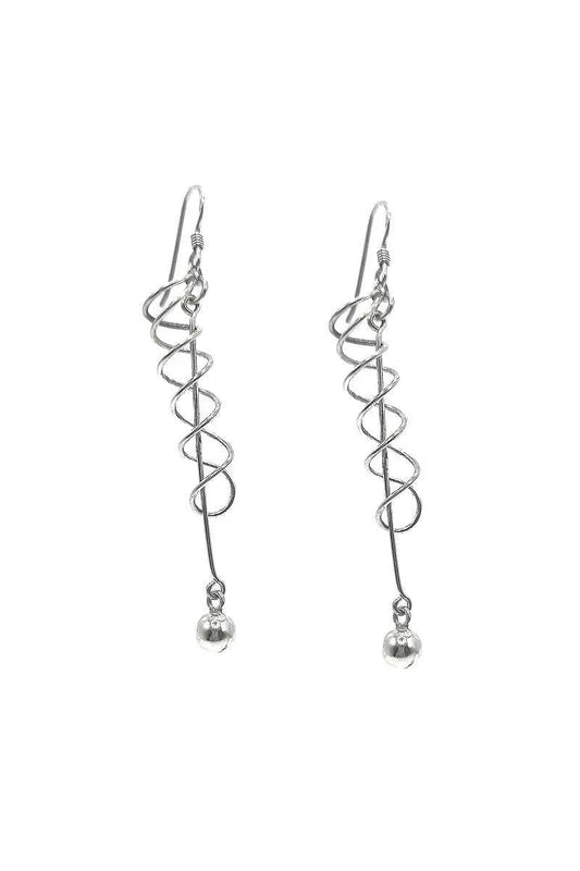 Pendientes Espiral de Plata 925 con Bola Colgante – SomosPlata