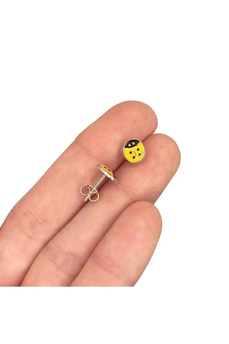 Pendientes Mariquitas Esmaltadas en Plata de Ley 925