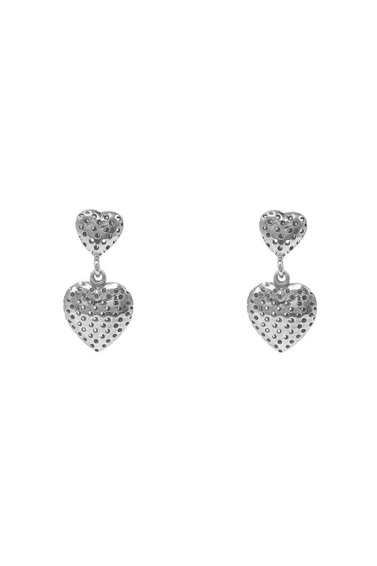 Pendientes Largos Corazón de Plata