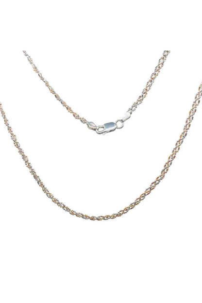 Cadena 45 cm Triple Entrelazada Bicolor en Plata de Ley 925 – SomosPlata