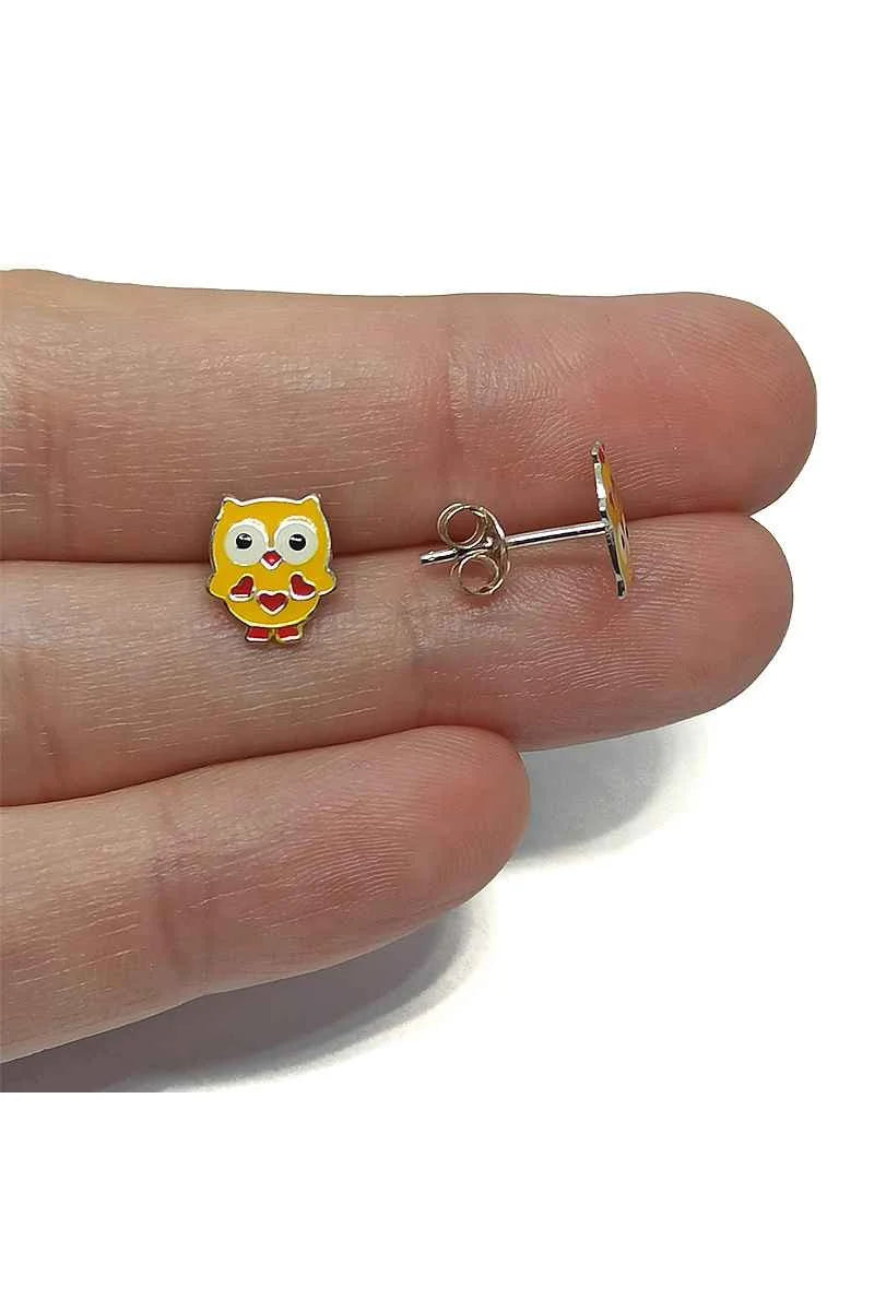 Pendientes Búho Brillante en Plata de Ley 925