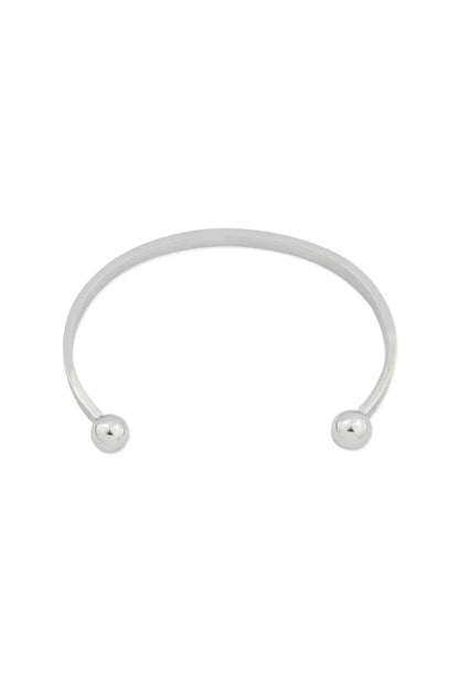 Brazalete Rígido Abierto de Acero Inoxidable con Baño de Rodio y Esferas (8 mm)