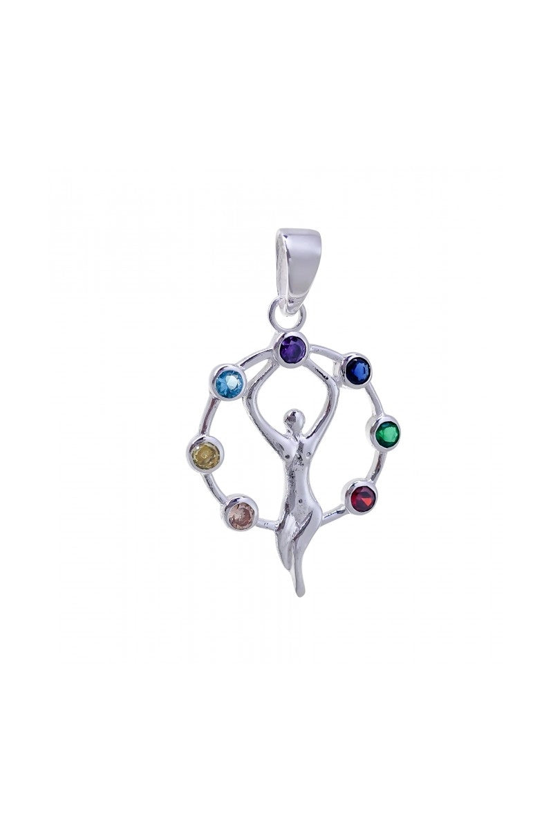 Colgante "Diosa del Equilibrio" en Plata 925 y Circonitas Chakras