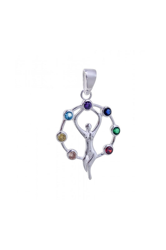 Colgante "Diosa del Equilibrio" en Plata 925 y Circonitas Chakras