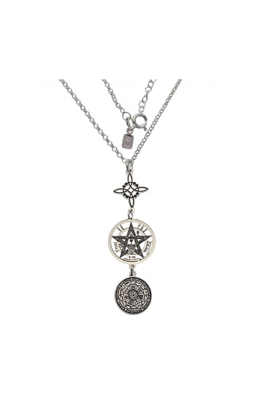Gargantilla "Escudo Cuántico" Triple Protección: Nudo de Bruja, Tetragramatón y Siete Arcángeles