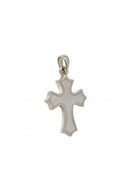 Colgante "Luz del Alma": Cruz Elegante en Plata de Ley con Nácar Natural