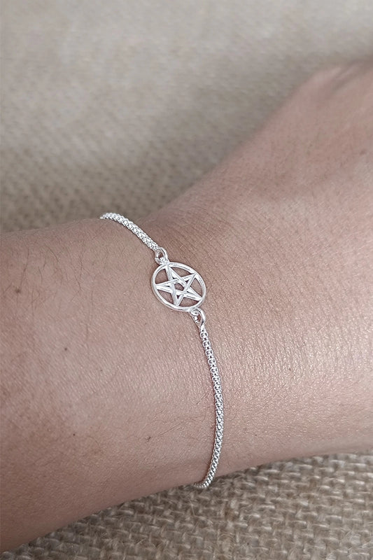 Pulsera "Escudo del Espíritu" en Plata de Ley 925 con Pentagrama