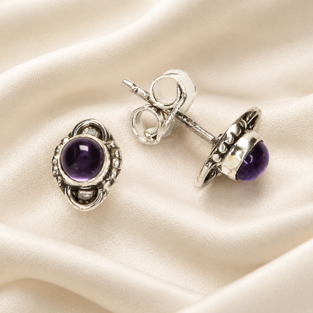 Pendientes de Plata de Ley 925 y Amatista, Joyas de Protección y Espiritualidad