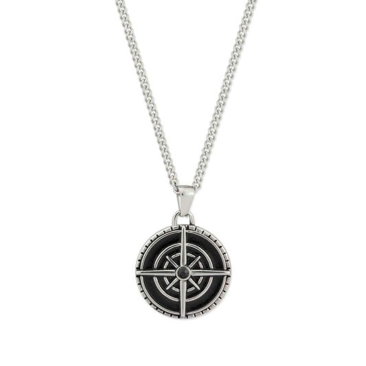 Collar de Acero Inoxidable con Colgante Brújula Náutica - Cadena Larga (67 + 7 cm)