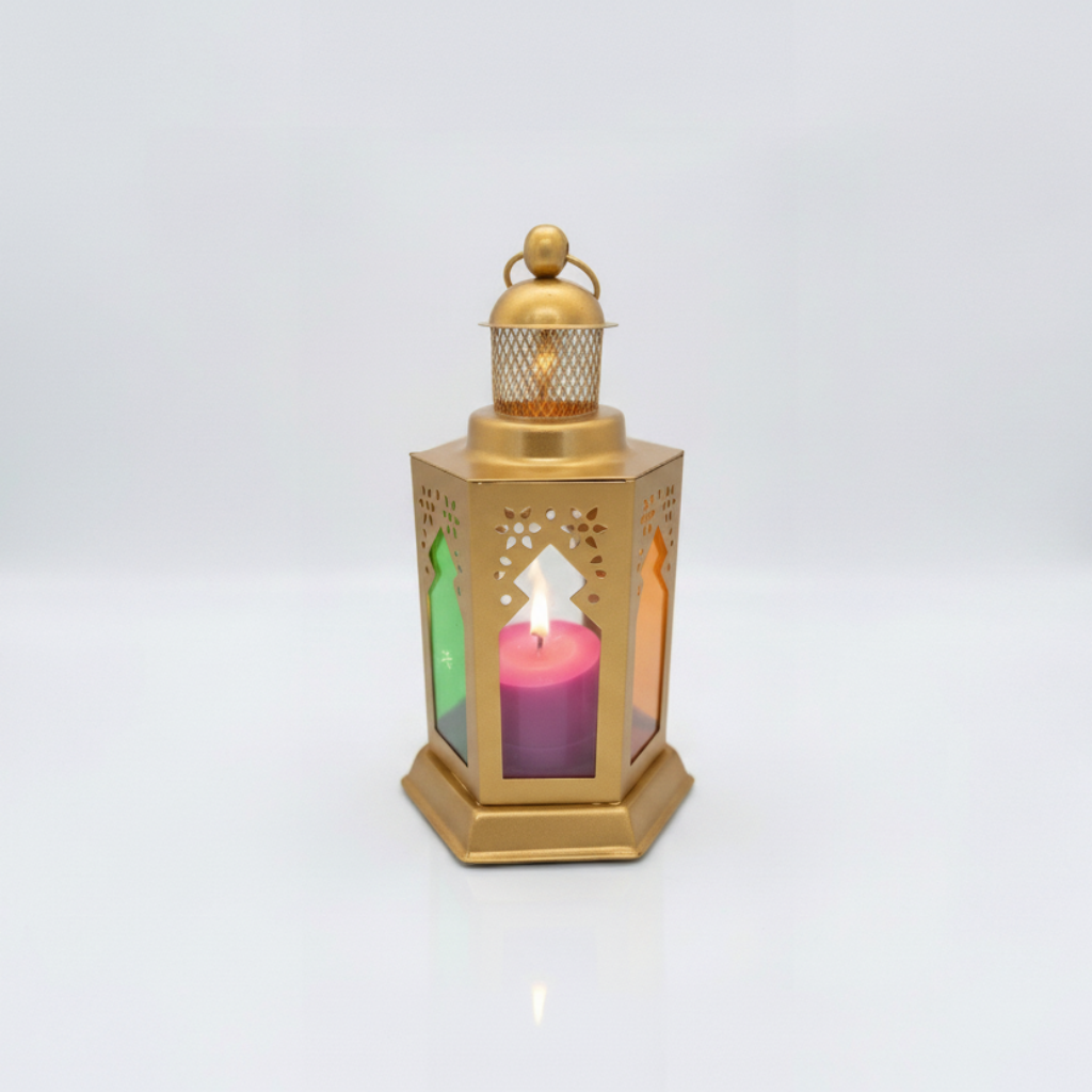 Farol Ritual "Cúpula de Alquimia" – Linterna de Hierro y Cristal con Rejilla (14 cm)