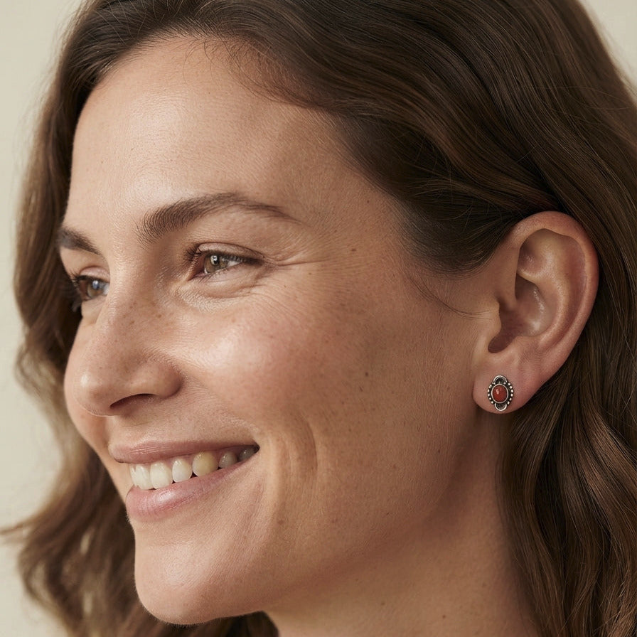 Pendientes de Plata de Ley 925 y Coral