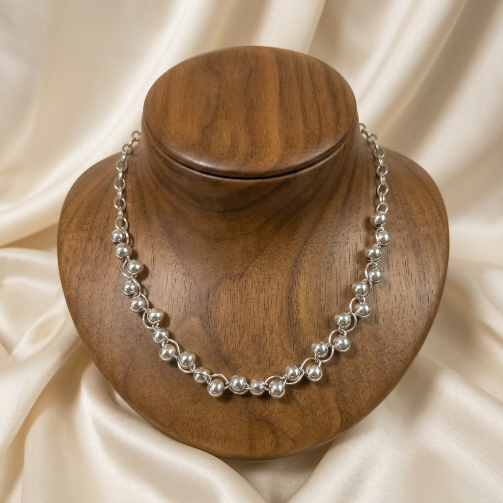 Gargantilla de Bolas de Plata de Ley 925 de 45 cm