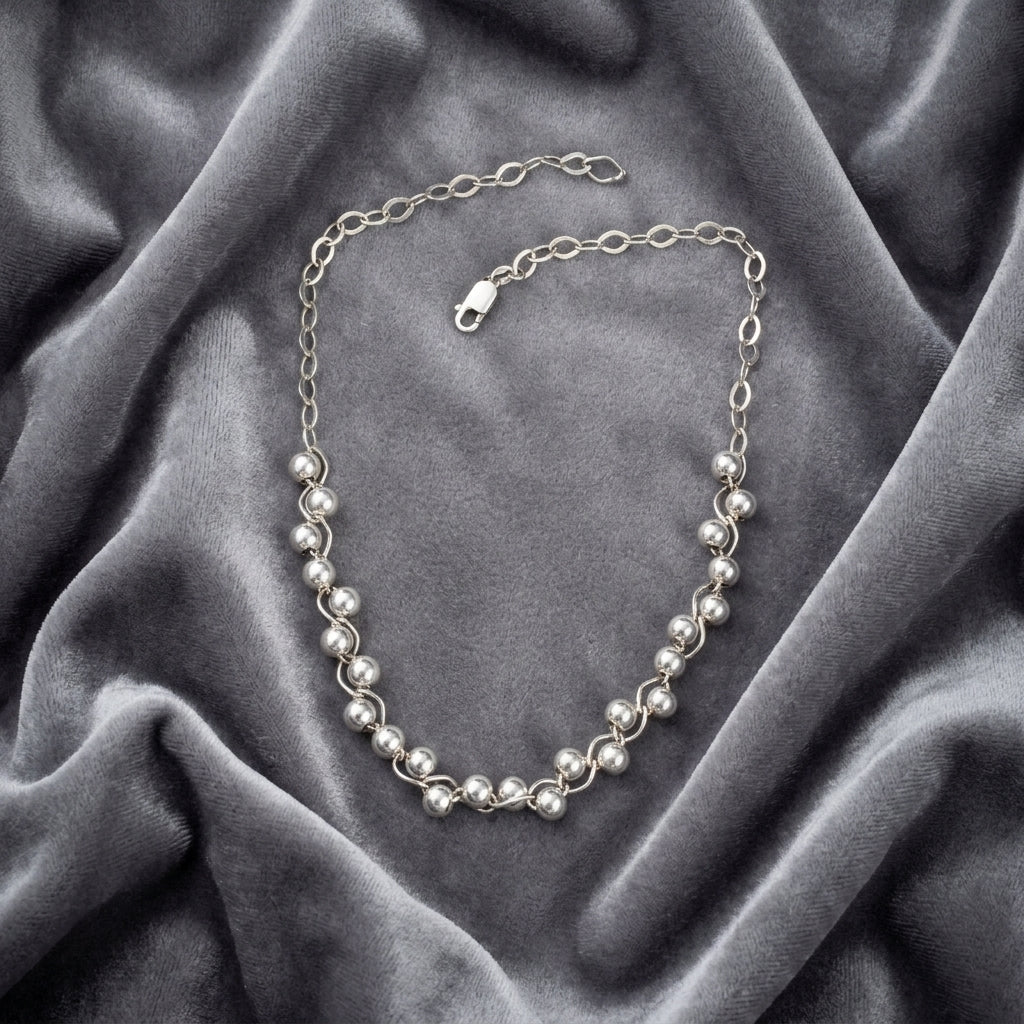 Gargantilla de Bolas de Plata de Ley 925 de 45 cm