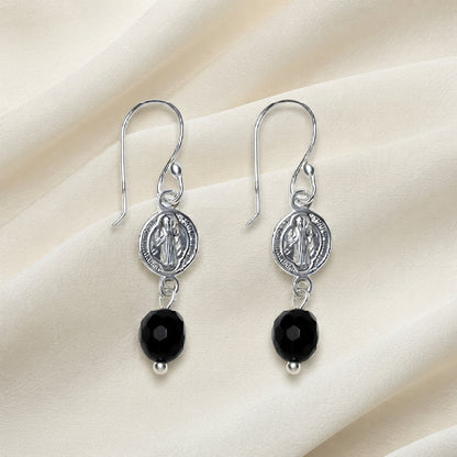 Pendientes San Benito y Ónix en Plata de Ley 925