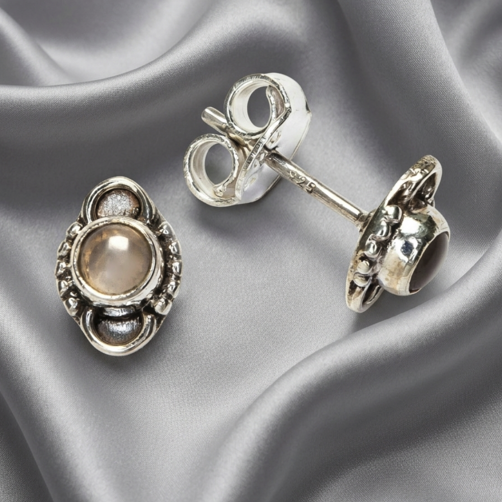 Pendientes de Plata de Ley 925 y Cuarzo Rosa
