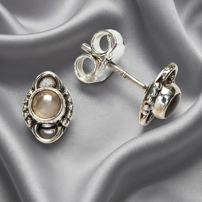 Pendientes de Plata de Ley 925 y Cuarzo Rosa