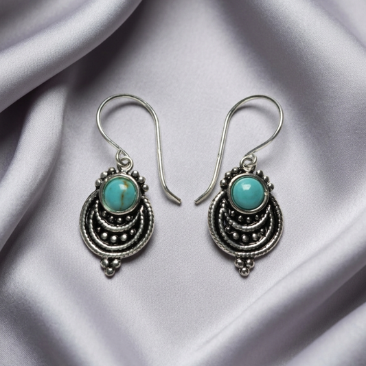 Pendientes de Plata de Ley 925 y Esmalte Turquesa