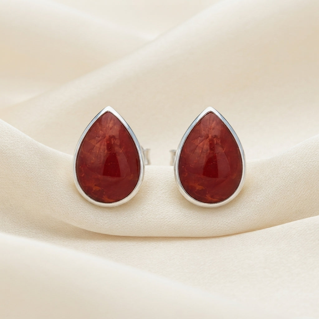 Pendientes de Plata de Ley 925 con Coral