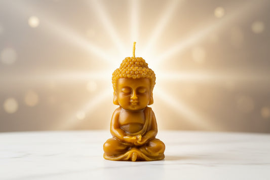 Vela de Miel "Buda de la Suerte" (6 cm) - Talismán de Abundancia para Rituales 11 y 22