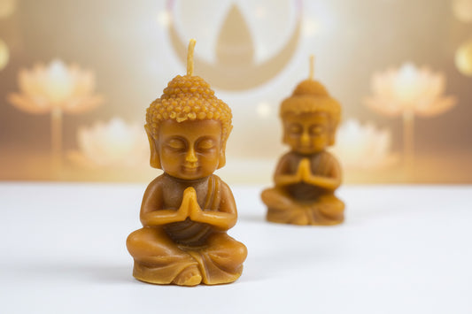 Vela de Miel "Buda de la Abundancia" (6 cm) - Cera Natural para Sintonizar con la Prosperidad y la Paz Interior